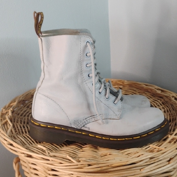 Dr. Martens 1460 Pascal Virginia White Leather Lace Up Combat Boots Size 6 / 37 - Picture 5 of 14